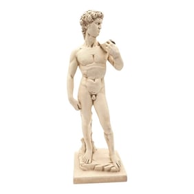 Mid-Century Modern David Statue Inspired by Michelangelo, Plaster Sculpture From Italy