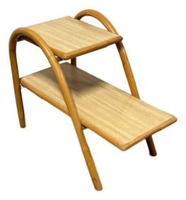 1940s Mid-Century Modern Bamboo and Wood Side Step Table