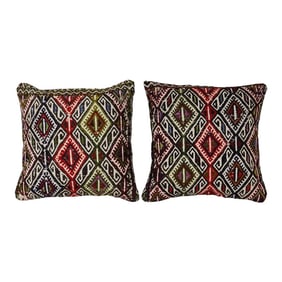Turkish Jajim Kilim Pillow Covers - A Pair