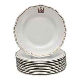 Antique English Worcester Crested Porcelain Plates | Set of 12