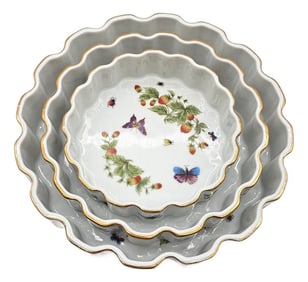 Set of 3 Ardalt Lenwile Japan Porcelain Baking Dishes – Strawberry Butterfly Pattern With Gold