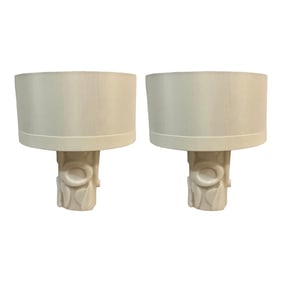 Revelation Modern Carved White Marble Aesthetic Sconces Pair