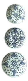 19th Century Daoguang Era Chinese Blue & White Floral Porcelain Plates - Set of 3