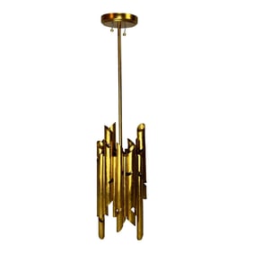 Stunning Vintage Gaetano Sciolari Style Mid-Century Modern Gilt Tole Chandelier