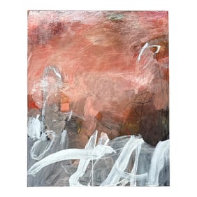 1990s Vintage Large 60" H Original Abstract Painting