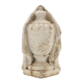 Antique French Empire-Style Draped Marble Urn Sculpture