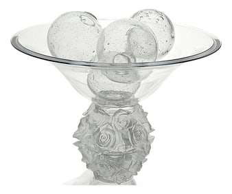 Hand Blown Clear Bubble Glass Spheres – Set of Four Artisan Decorative Orbs