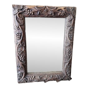 1980s Bold Carved Mahogany Mirror