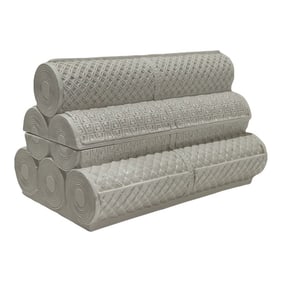 Italian Ceramic Sculptural Box Signed, 1980 – White Textured "œStacked Logs" Form