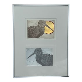 Margaret Albritton "œWillet" Limited Edition Etching With Plate – Signed, Numbered, Gold
