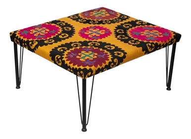 Square Suzani Ottoman - Hairpin Legs