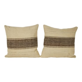 Striped Wool Kilim Pillow Cover - A Pair