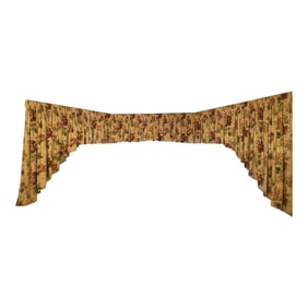 Contemporary Custom-Made Bay Window Valance With Blackout Lining – Pleated Floral Drapery, 48"