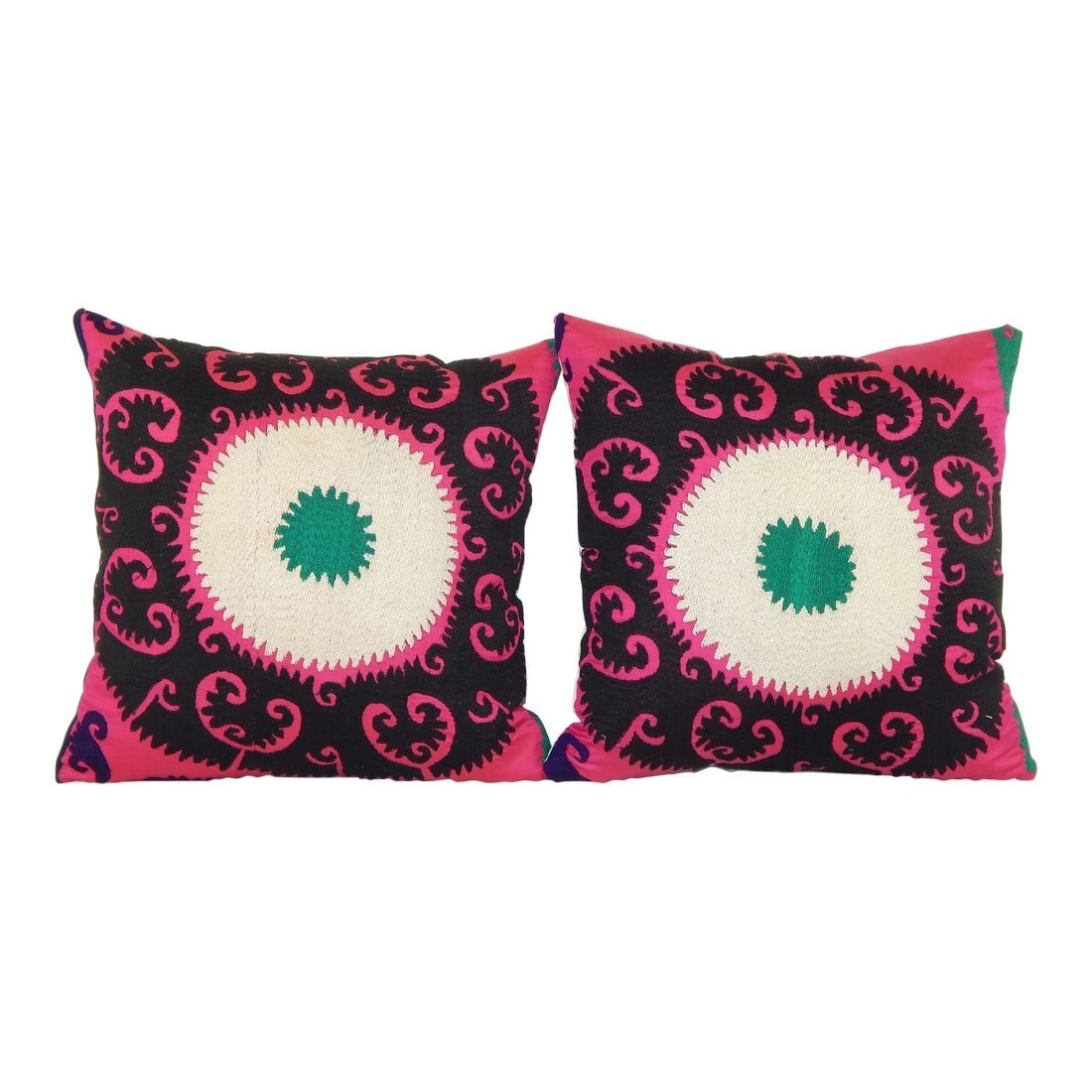 Suzani Square Pillow Cases Fashioned From a Vintage Suzani: Turkish Suzani Pillow Cover Suzani is an exquisite fabric, every piece is unique but can also contain small imperfections(Minor pen mark); the charm of a handmade product. Material: 100% cotton. Condi