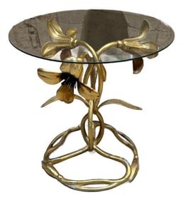 Arthur Court Side Table Aluminum Gilt Hollywood Mid-Century Modern Era