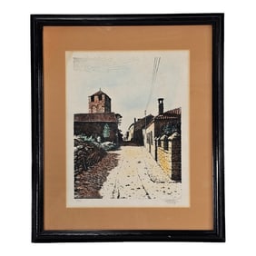 Italian Black and White Portrait Print, Framed and Signed Cortina, 1990s