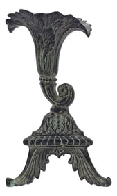 Bronze Cornucopia Candle Holder With Applied Patina, Neoclassical Revival Accent
