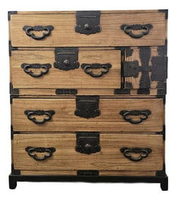 TaishÅ to Early ShÅwa Period Japanese Sendai Tansu Chest With Iron Hardware