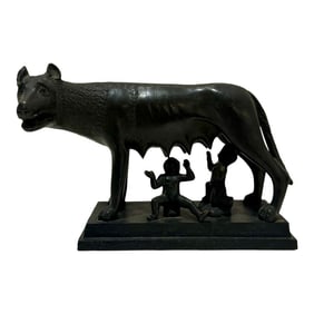 Antique Bronze Sculpture of Romulus and Remus With She-Wolf – Classical Grand Tour