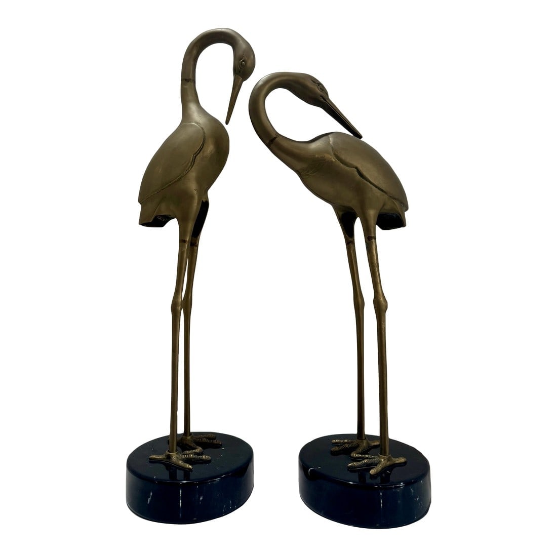 Pair of Life-Size Brass Crane Sculptures on Marble Bases in Style of Feldman (1 of 5)
