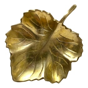 1960s Brass Maple Leaf Trinket Dish Ring Holder