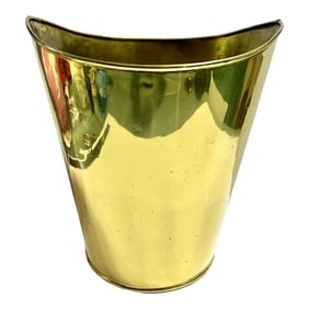 Hollywood Regency Vintage English Brass Wastebasket Cachepot