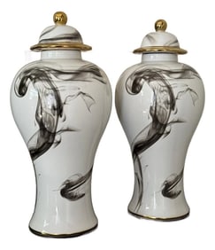 Pair of Contemporary Chinese Porcelain Ginger Jars – 19Êº Tall