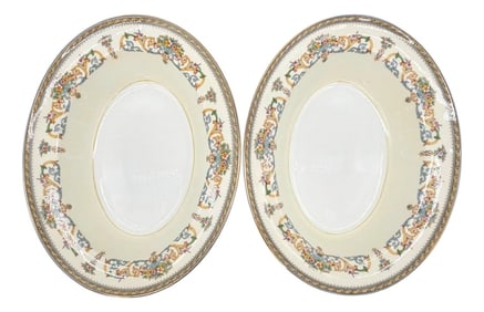 Aynsley Henley Floral Bone China Oval Serving Bowl England Set of 2 10.75"