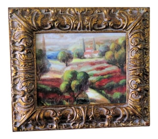 French Impressionist Painting of a Acreage Attached to a French Chateau Signed Lopez