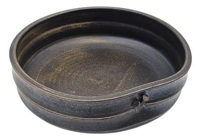 Nichibei Pottery Bamboo Style Suiban Ikebana Bonsai Bowl Signed Costantini, California Studio 12.25"