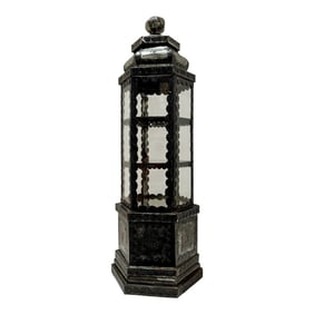 Mid 20th Century Silvered Metal & Glass Hexagonal Display Vitrine/Display