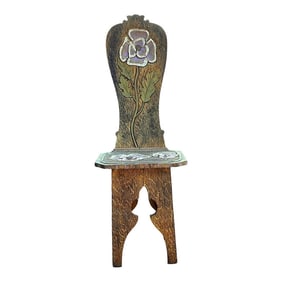 Early 20th Century Hand-Carved Chartreuse Chair With Anemone Motif Attributed to Liberty & Co, Londo