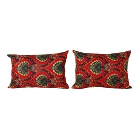 Uzbek Roller Printed Lumbar Pillow Cover - A Pair