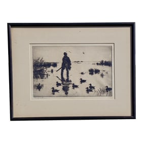 Frank Weston Benson Signed Drypoint "œDuck Hunter" c.1920s