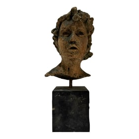 Larry Mohr Studio Ceramic Bust on Marble Plinth