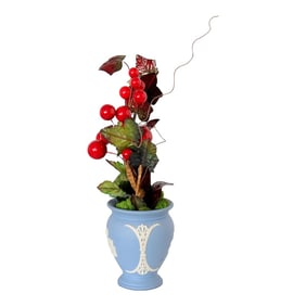 1975 English Wedgwood Jasperware Vase W/ Holiday Arrangement