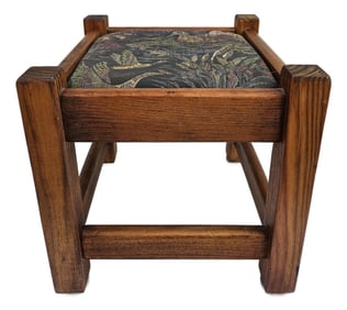 Square Arts & Crafts Style Rustic Duck Print Footstool
