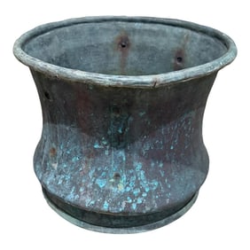 Antique Copper Basket No Handles Water Pot Cauldron Planter