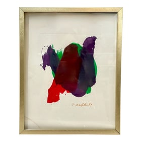 Vintage Abstract Expressionist Painting by J. Bartello, 1987 Color Field Modernist Work