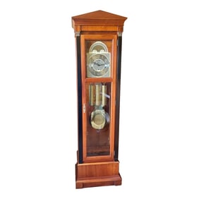 1970s Medallion Cherry Wood Grandfather /Floor Clock by Ethan Allen