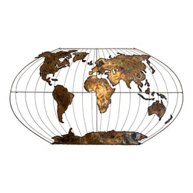 Vintage Brass Mercator Wall Map