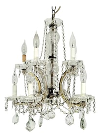 Mid-Century Italian 10-Arm Crystal Chandelier With Turkish Teardrop Prisms, c.1950s