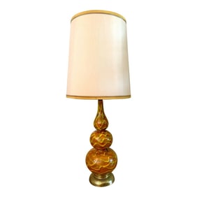 Mid 20th Century Mid Century Tall Ceramic Triple Gourd Table Lamp