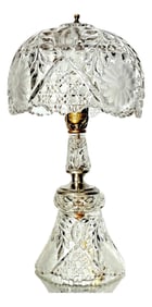 Mid-Century Cut Crystal Table Lamp With Molded Brilliant Revival Shade