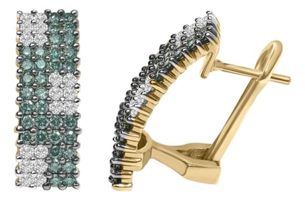 14K Yellow Gold 2.00 Cttw White and Treated Blue Diamond Four-Row Pavï¿½ï¿