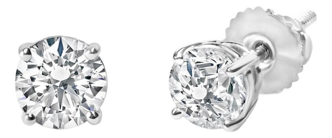 IGI Certified 14K White Gold 1 1/2 Cttw Lab Grown Diamond Solitaire Stud Earrings with Screwbacks (H