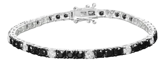 .925 Sterling Silver 10.0 Cttw Black and White Diamond Tennis Bracelet (I-J Color, I2-I3 Clarity) -