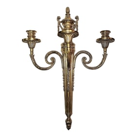 1980s Neoclassical Style Dore' Bronze Candelabra Sconce, Attrib Vaughan