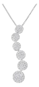 14K White Gold 1 cttw Diamond Cluster Journey Pendant Necklace (H-I, I1-I2)