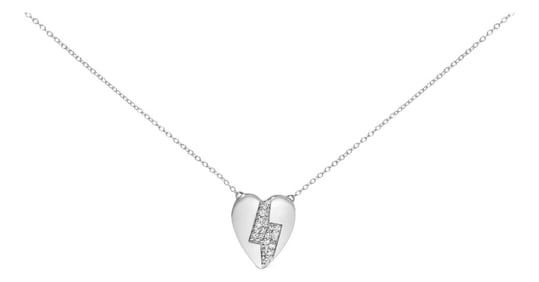 925 Sterling Silver 1/3 Ctw Diamond Heart and Lightning Bolt Pendant Necklace (H-I Color, SI1-SI2 Cl